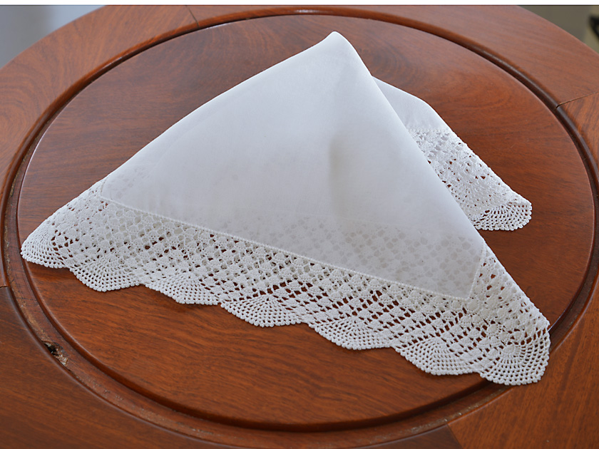 Classic Saint George Lace Handkerchief. Extra wide 2" Lace Trim